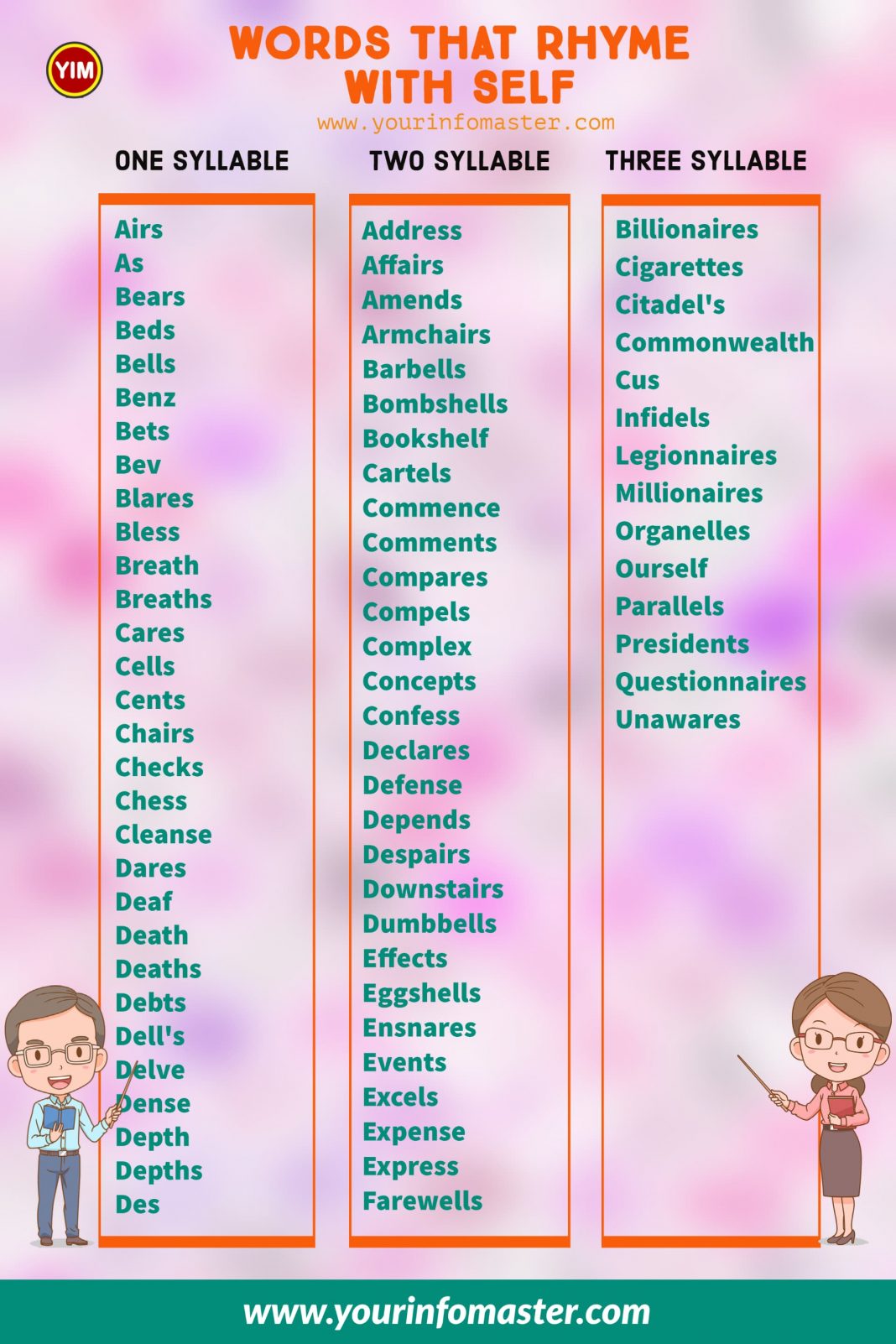 300 Useful Words That Rhyme With Self In English Your Info Master